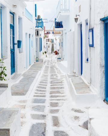 Mikonos, Grčija, mesto, otok, ulica