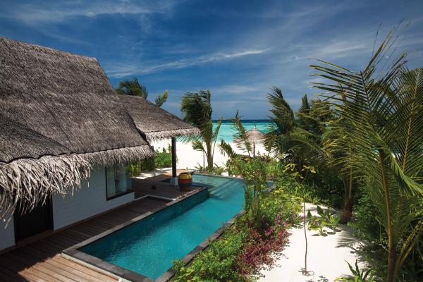 plaža, Maldivi, resort, morje, plaža, bazen