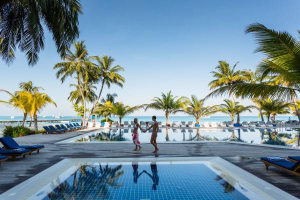 plaža, Maldivi, resort, morje, bazen