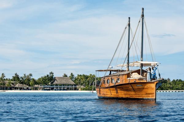 plaža, Maldivi, resort, morje, otok, barka