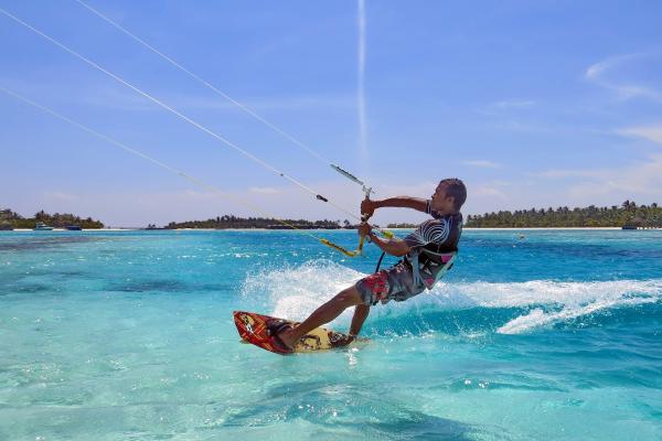 plaža, Maldivi, resort, morje, kajtanje