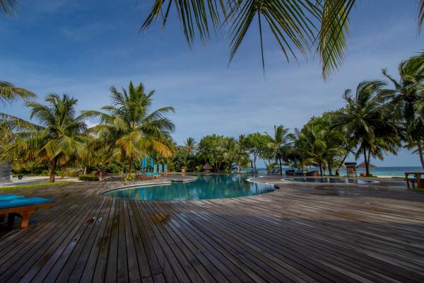 plaža, Maldivi, resort, morje, bazen