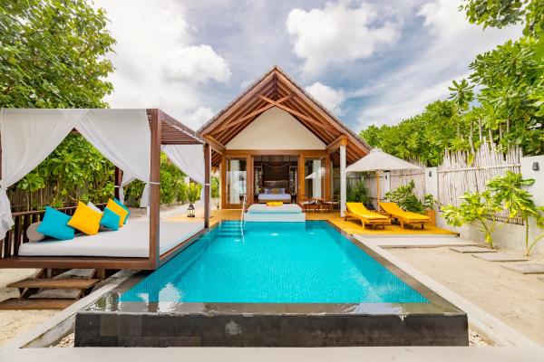 plaža, Maldivi, resort, morje, soba, vila, suita