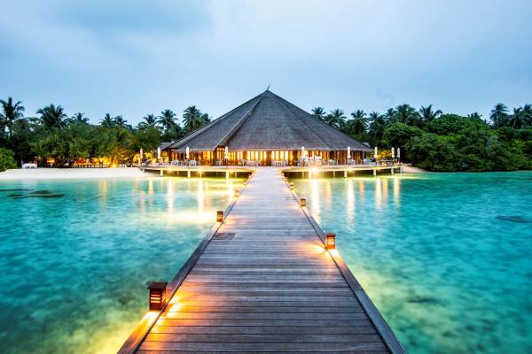 plaža, Maldivi, resort, morje, bar, restavracija