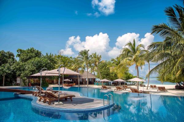 plaža, Maldivi, resort, morje, plaža, bazen