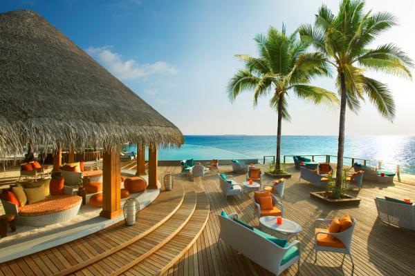 plaža, Maldivi, resort, morje, bar, restavracija