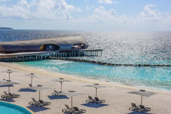 plaža, Maldivi, resort, morje, plaža, bazen
