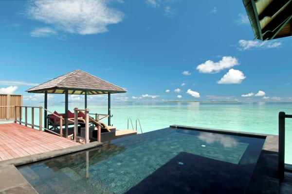 plaža, Maldivi, resort, bazen