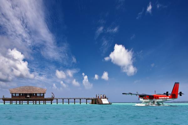 plaža, Maldivi, resort, morje, letalo