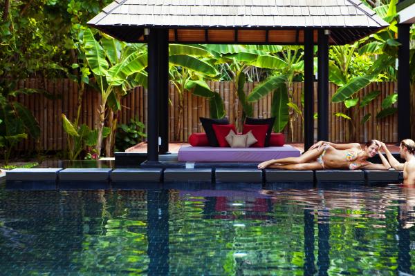 plaža, Maldivi, resort, bazen